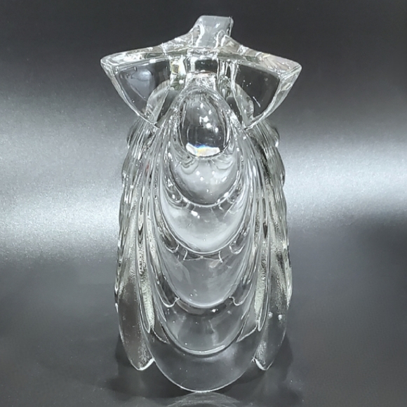 8" Gorgeous Vntg Clear Heavy 2lbs 14oz Stippled & Glossy Glass Tripod Base Vase - Picture 6 of 15